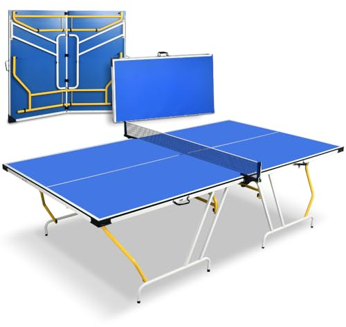 SereneLife Tischtennisplatte, Klappbar & Wetterfest, Ping Pong Tisch für Indoor & Outdoor, Schneller Aufbau, Stabil, Inkl. Netz & Clip Set
