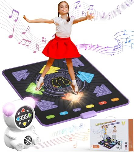 FWFX Tanzmatte 3-12 Jahre: Wiederaufladbare Leucht-Musikmatte mit Bluetooth | Tanz & Bewegung: Musik vorinstalliert + erweiterbar. Energie-Spiele drinnen. Ideal für Kinder, Party, Geburtstag.