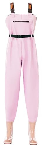 Aikelai Wathose Damen Wasserdicht,2-Ply Neopren Wathose,Anglerhose Damen mit Stiefel,Wathose Atmungsaktiv,Crosswater Waders für Baustellen,Angeln, Bauernhöfe,Gärten (rosa, EU41)