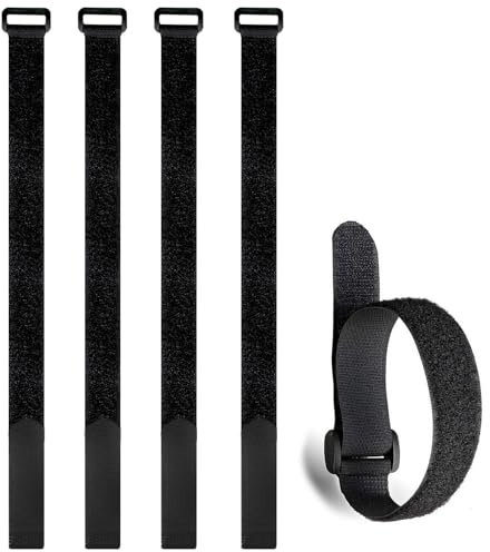 5pcs Wiederverwendbare Kabelbinder Mit Schnalle, Klettverschluss, Klettband für TV- und PC-Kabel, 20 x 500mm, Schwarz