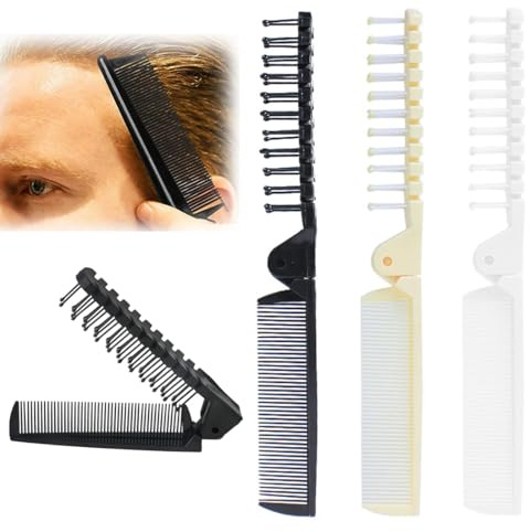 3 Pcs Faltbarer Kamm, Klappkamm Bartkamm Klappbar Klappbürste Kleine Haarbürste, Tragbarer Faltbarer Borsten-Haarkamm Zusammenklappbare, deal für Reisen und Unterwegs