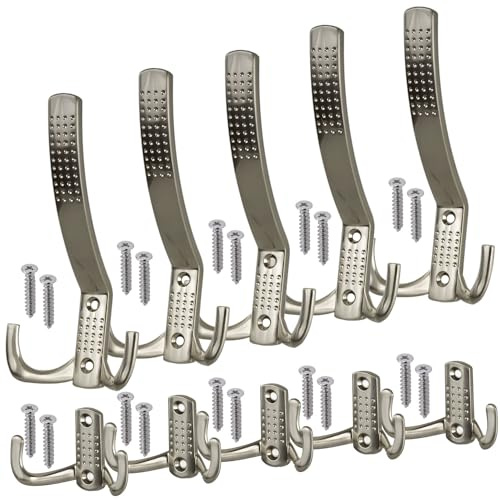 Stahlia Garderobenhaken Kleiderhaken Garderobe (10 Stück) EDELSTAHL-OPTIK Metallhaken Haken zum Schrauben Haken für Garderobe Handtuchaufhänger