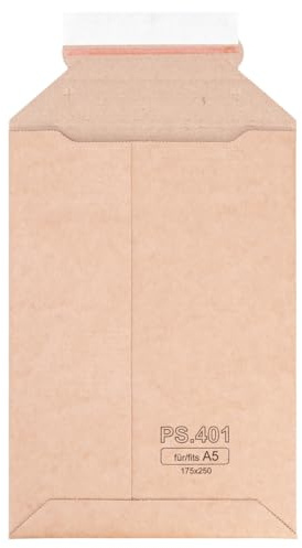 verpacking Wellpappversandtaschen Braun 175 x 250 mm - A5 [Größe und Stückzahl wählbar] Versandtasche Pappe selbstklebend 25 Stück