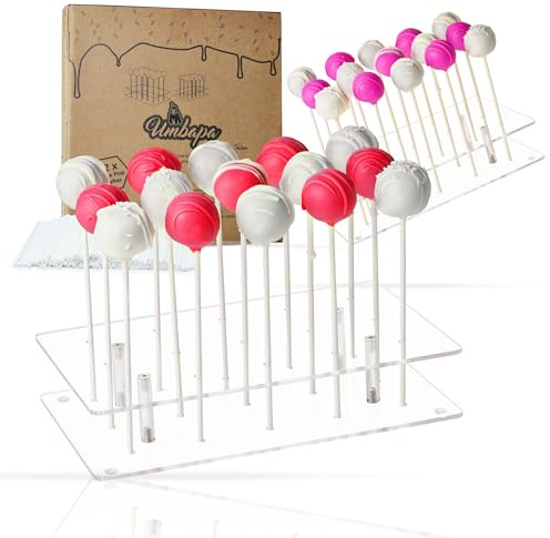 UMBAPA Cake Pop Ständer | 2 XXL Premium Cake-Pop-Ständer mit 50 Sticks zum Dekorieren und Präsentieren von Cake Pops. Perfekt für stilvolle Feiern wie Geburtstage, Hochzeiten und Babyparties