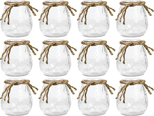 12 Stück Vintage Vasen Set 10x10cm Blumenvase Tischvase Väschen Transparent