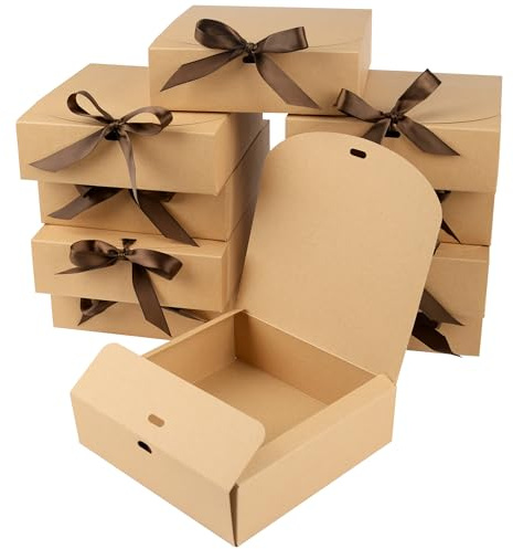 GXFCING Geschenkbox mit Deckel, 16x16x5cm Kraftkarton Geschenkkarton, Braun Geschenkverpackung Box für Hochzeit Geburtstag Weihnachten Party Geschenke Verpackung, 10 Stück