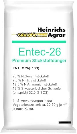 Heinrichs Agrar 5 kg Premium Stickstoffdünger mit Schwefel Entec-26 Universaldünger mit Langzeitwirkung für Rasen und Gemüse
