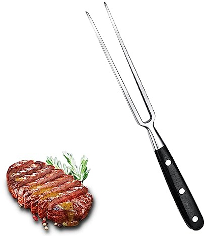 Fleischgabel,Fleischgabel Edelstahl Grillgabel mit Holzgriff 30cm Tranchiergabel Gerade Unbeugsam Bratengabel 16cm Klingenlänge Grillgabeln Hart Rostfreier Fleischgabel Groß mit Schwarz Holzgriff