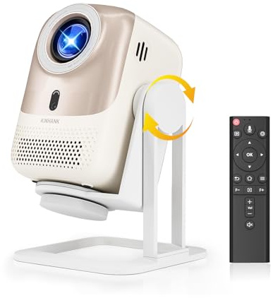 Beamer mit Android OS【Autofokus/Trapezkorrektur】 4K unterstützt, 450ANSI | 1080P FHD Smart Tragbarer Beamer, WiFi6 Bluetooth 5.2, 360° Drehbar Projektor für Smartphone, TV Stick, PS5, Heimkino/Outdoor