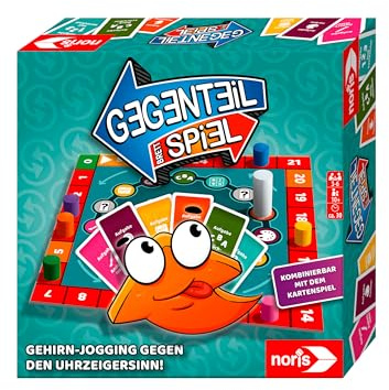 noris Gegenteil Brettspiel - lustiges Kommunikations- und Reaktionsspiel für Familien und Freunde, schnelles Partyspiel mit verrückten Antworten, kombinierbar mit Gegenteil Kartenspiel, ab 10 Jahren