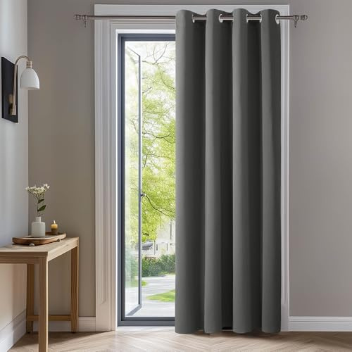 Deconovo Blickdichte Dicke Gardinen mit Ösen für Schlafzimmer Hellgrau | 1 Stück, H260 x B140 cm, Thermogardinen Kälteschutz, Kälteschutz, Verdunkelnd, Sichtschutz, Ösenschal, Blackout Curtain