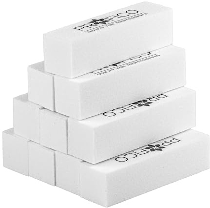 PROFICO Nagelpolierblock Buffer 100/100 Weiß - 10 Stück - 4-Seitig Feilblock Nagelfeile - Nagelfeile für Maniküre Pediküre und Nagelmodellage Weiß Buffer Schleifblöcke Professionelle Nagelfeile Block