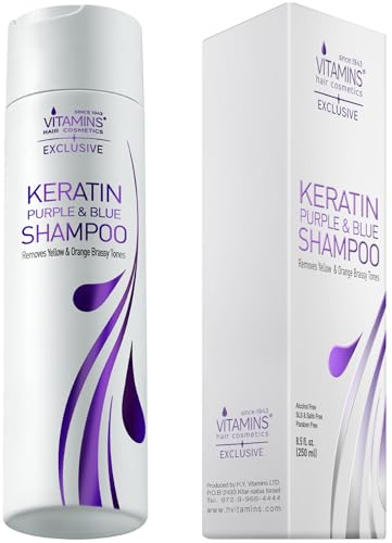Vitamins Silber Shampoo für blondes Haar - Keratin Anti Gelbstich Shampoo für blondiertes Haar - Purple Haartönung Haarpflege Silver Haarwaschmittel für Graue Haarfarbe