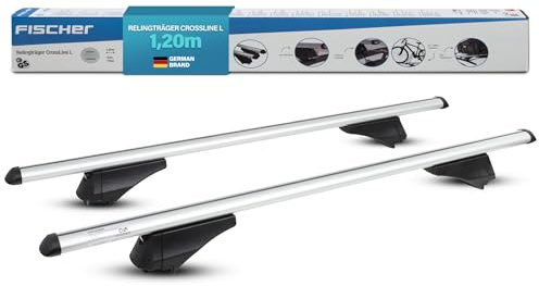 FISCHER Relingträger CrossLine L, für Fahrradträger, Dachboxen oder als Skihalter, für integrierte Dachrelinge, Aluminium, Tragkraft 75 kg, vormontiert, inklusive Schloss, Barrenstärke 45 x 28 mm,