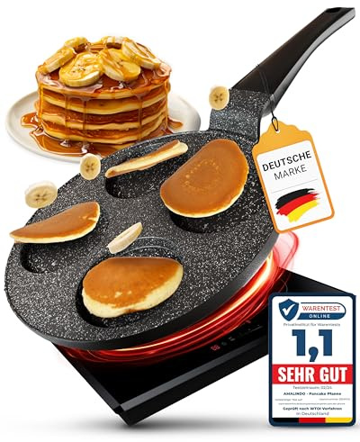 Amalindo Pancake Pfanne Spiegeleipfanne - Ø26cm Pfannkuchenpfanne Induktion Ceran Gas Elektro Maker Form Pfannkuchen Poffertjes Antihaft Eierpfanne Pancakespfanne