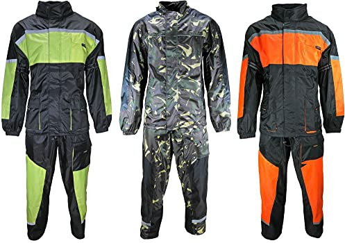 HEYBERRY Motorrad Regenkombi Regenhose Regenjacke schwarz neon orange Gr. XL