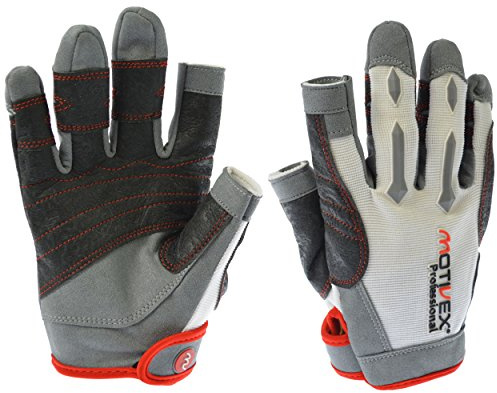 MOTIVEX® Professional Segelhandschuhe weiß/rot, Größe XL