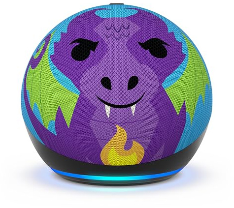 Echo Dot Kids (Neueste Generation) | Smarter WLAN- und Bluetooth-Lautsprecher | 1 Jahr Amazon Kids+ inklusive | Drachen-Design, mit Alexa+ Early Access