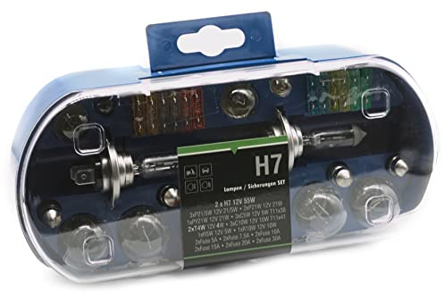 LIGHTWORLD24 PKW H7 Beleuchtung Sicherungen Set 12V 30 tlg. Auto Lampen Birnen Bremslicht KFZ Lampenbox Lampenersatzkasten