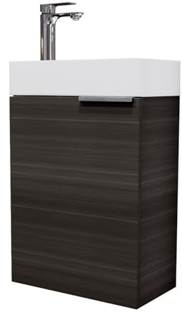 Planetmöbel Waschtisch mit Unterschrank 40 cm Waschbeckenunterschrank, Badmöbel-Set mit Waschbecken für kleine Bäder, Gäste WC, Anthrazit