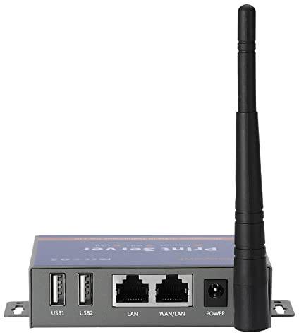 CHEECENT Kabelloser Druckserver für USB-Drucker (Nicht Plug & Play), 2-Port-USB-Druckserver, Konvertieren Sie kabelgebundenen Drucker in drahtlose WiFi-Ethernet-Netzwerke, kompatibel mit Windows Mac