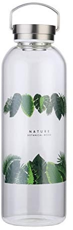 Trinkflasche Glas 2L mit Neopren-Hülle Auslaufsicher Tragbarer Edelstahldeckel Wasserflasche 2 Liter 2000ml