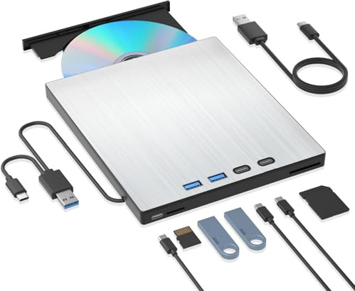 7 in 1 CD Laufwerk Extern USB, Hohe Geschwindigkeit Externes DVD Laufwerk