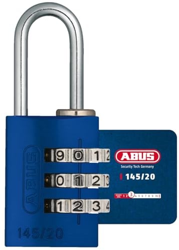 ABUS Zahlenschloss 145/20 Blau - Kofferschloss, Spindschloss u. v. m. - Aluminium-Vorhängeschloss - individuell einstellbarer Zahlencode - ABUS-Sicherheitslevel 3