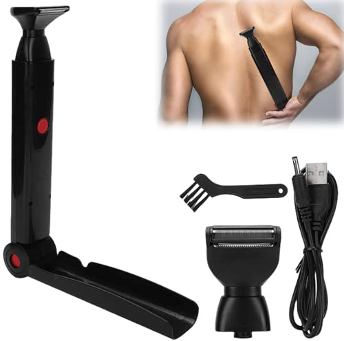 GOMETY Elektrischer Rückenrasierer Herren, Körpertrimmer für Männer mit Langer Griff für Gesichts-, Arm-, Kinn-Barttrimmer Kabellos Haarschneidemaschine mit Verstellbarer Verlängerung Wasserdicht