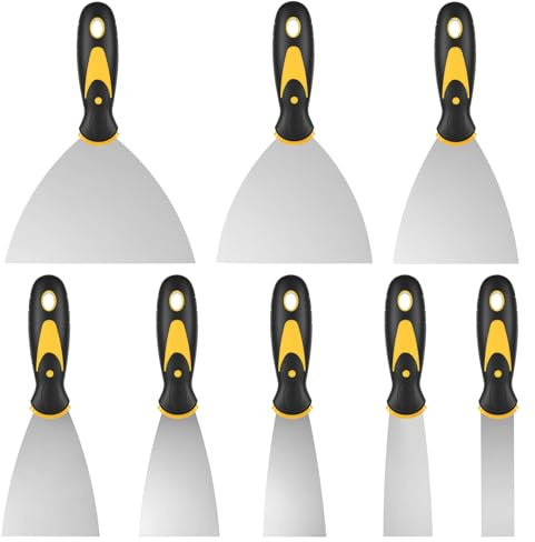 8 Stück Spachtel Set, Putty Spachtel Werkzeug, Malerspachtel, Metallspachtel, Glättspachtel, Scraper, Gipser Spachteln Zum Abkratzen von Wänden und Entfernen von Beschichtungen