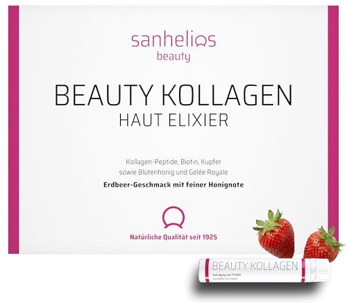 Sanhelios Beauty Kollagen HAUT-ELIXIER – Anti Aging zum Trinken* | TRY ME | 7 Trinkampullen - 2500 mg Premium-Kollagen-Peptide + Biotin, Kupfer & Vitamin C, Blütenhonig & Gelée Royale