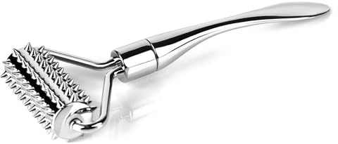 Trendecor Gesichtsroller, Metall Massageroller Akupunkturpunkte Massage Face Ridged-Rollerfor Körper Gesichtsmassage Hand Hals fördert die Durchblutung Silber
