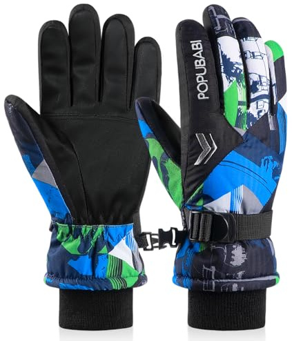 POPUBABI Handschuhe Kinder Wasserdicht Skihandschuhe Kinder Winter Fahrradhandschuhe Kinder Sport Laufhandschuhe für Klttern Snowboard Skifahren Radfahren Wandern
