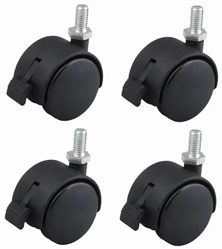 cyclingcolors 4x Möbelrollen 40mm Lenkrollen M8x15 mit Bremse bis 40kg pro Rad Schwenkrollen Innenmöbel Transportrollen geringem Rollwiderstand