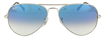Ray-Ban – Pilotenbrille – RB3025 Metall Pilotenbrille polarisiert -, Silber/Kristallverlauf Hellblau, Medium 58 mm