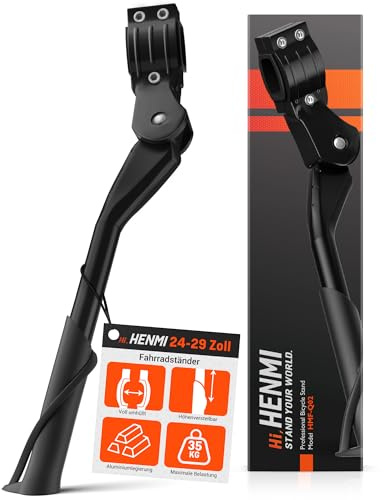 HENMI Fahrradständer 24-29 Zoll, Höhenverstellbar Fahrrad Ständer, rutschfest Seitenständer, Stabil Fahrradständer für Mountainbike, Trekkingrad, Cityrad, Pendlerfahrräder