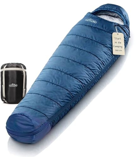 Outdoro Schlafsack 3-4 Jahreszeiten für Outdoor & Camping im Frühling, Herbst & Winter - für Erwachsene Damen & Herren