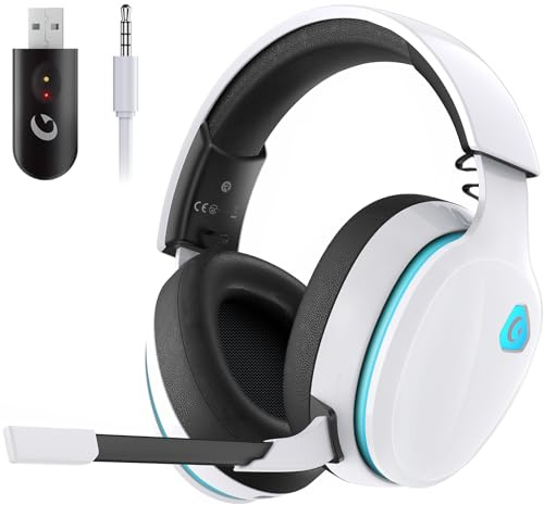 Gvyugke Gaming Headset kabellos für PS5, PC, Switch – 2,4 GHz + Bluetooth 5.4, Surround Sound, Noise Cancelling Mikrofon, 20 ms Low Latency, 50 mm Treiber, 40H Akku