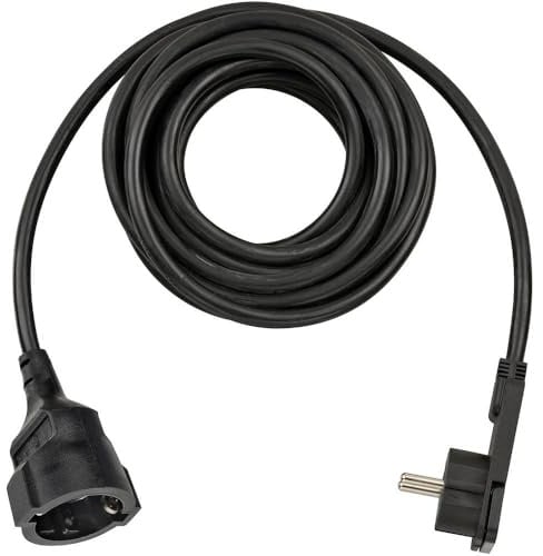 Brennenstuhl Qualitäts-Kunststoff-Verlängerungskabel mit Flachstecker (Verlängerungskabel flach für innen mit 5m Kabel) schwarz