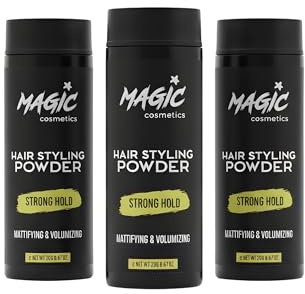 MAGIC COSMETICS Hair Powder Men | Unisex Root Hair Styling Powder | Matt Look | Anti-Gravity Powder Styler | Unsichtbare Textur | Sofortiges Volumen und Wurzelschub | Alle Haartypen | (60 g, 3er Pack)