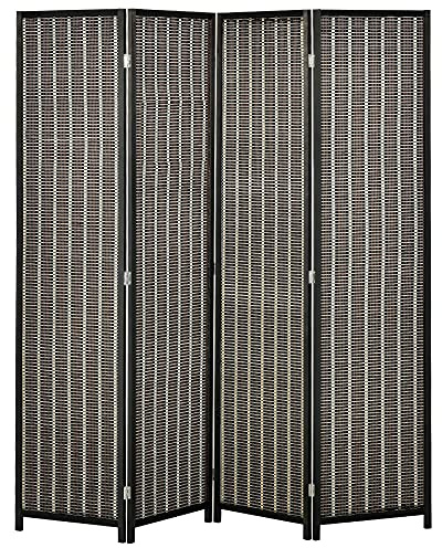 HOMCOM Paravent 4-teilig 180 x 180 cm Raumteiler Trennwand aus Bambus, Faltbar Sichtschutz Raumtrenner Stellwand für Wohnzimmer Braun