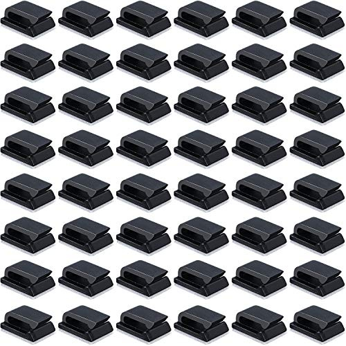 50 Stück 13 x 10 mm Schwarz Selbstklebende Kabelklemmen | Elektrische Kabelklemmen, Kabelmanagement Clips, für Auto Büro Zuhause