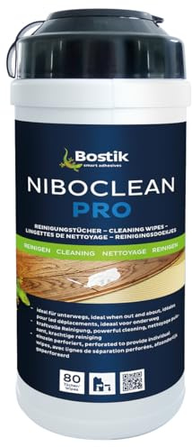 BOSTIK Niboclean Pro – Hochwirksame Reinigungstücher zur Entfernung von Kleber-, Silikon- und Fettresten, ideal für den Professionellen Einsatz – 80 Tücher