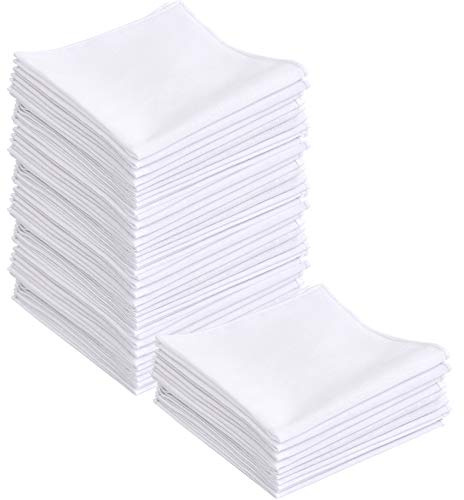 BUYGOO 25PCS Taschentücher Baumwolle Stofftaschentücher 28 x 28cm Taschentücher Stoff taschentuch stofftaschentücher herren taschentuch Damen Herren in weiß Kleine Einstecktücher für Frauen und Männer