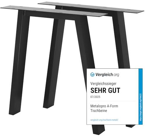 MetaloPro 2 Stück Tischbeine-Metall Schwarz 72cm I Tischkufen Esstisch-Beine Schwerlast Tisch-Gestell Tisch-Untergestell Möbelfüße Tischfüße, Couchtisch Esstisch Wohnzimmertisch Schreibtisch