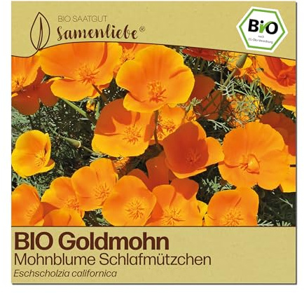 Samenliebe BIO Mohnblumen Samen | Goldmohn Schlafmützchen - Wildblume - samenfestes BIO Saatgut