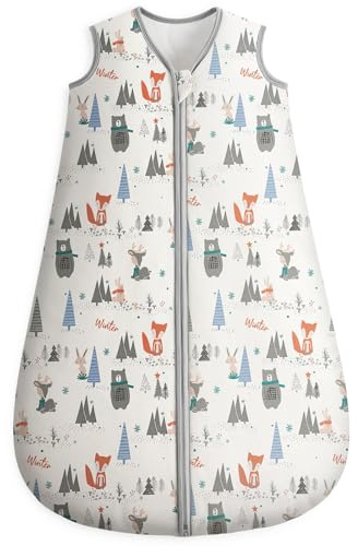 Looxii Schlafsack Baby Winter 3.0 Tog Baumwolle 18-24 Monate Baby Schlafsack Warm Weich Baby Winterschlafsack Neugeborene für Jungen Mädchen Winterwald
