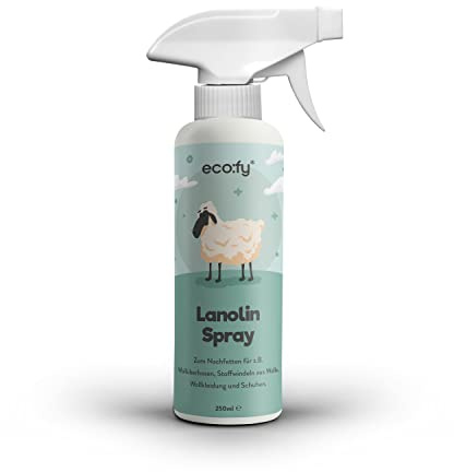 Lanolin Spray, flüssiges Lanolin Wollfett Spray zum Nachfetten von Wolle, Wollwalk, Kaschmir, Wäschepflege Spray, Bio Wollwachs Lanolin (250ml)