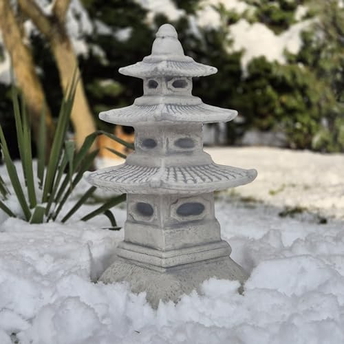 FABRIQ Tachi-Doro Pagode 46 cm – 14 kg Steinguss – Japanische Laterne – Wetterfest & Frostsicher bis –30°C