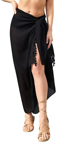 Kiiwah Strand Wrap Sarong Damen Pareo Strandtuch Kleid Lange Strandkleid Sommer Bikini Cover Up Wickelrock Strand mit Sarongschnalle Strandrock Strand Wear Cover